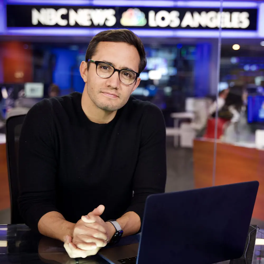 Gadi Schwartz sitting at the NBC News Los Angeles desk